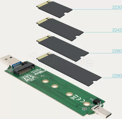 Photo de Boitier externe USB-C 3.2 / USB-A 3.0 TooQ TQE-2240B - NVMe M.2 Type 2280 (Noir)