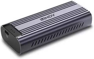Photo de Boitier externe USB-C 4 Lindy - NVMe M.2 Type 2280 (Gris)