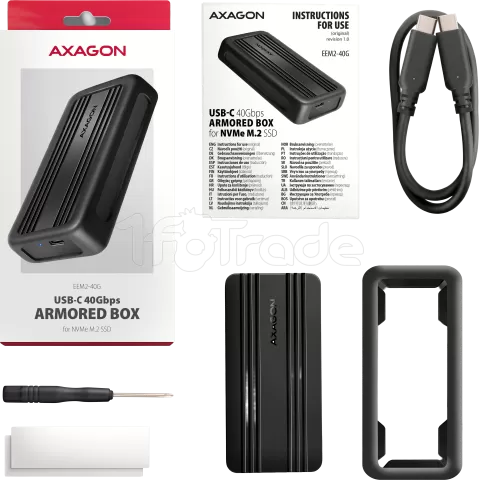 Photo de Boitier externe USB-C 4.0 Axagon EEM2-40G NVMe M.2 Type 2280 (Noir)