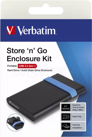 Photo de Boitier externe Verbatim Store'N'Go USB 3.2 - S-ATA 2,5" (Noir)