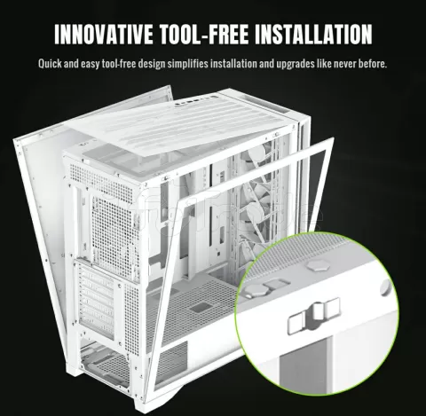 Photo de Boitier Grand Tour E-ATX Gamemax Leader 2 RGB avec panneau vitré (Blanc)