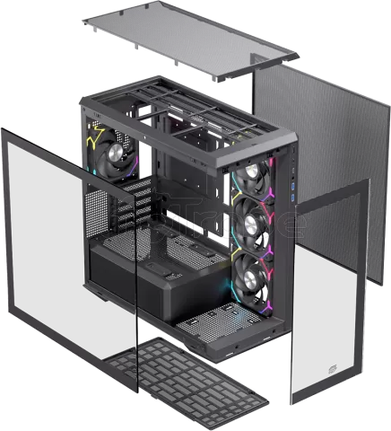 Photo de Boitier Micro ATX ATX Einarex ZM800 RGB avec panneaux vitrés (Noir)