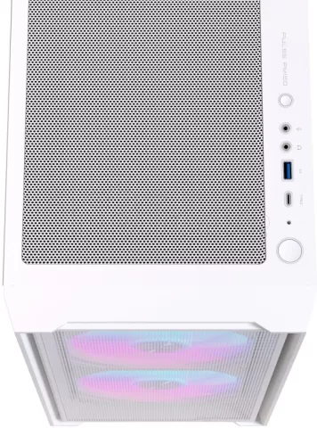 Photo de Boitier Micro ATX Einarex PM150 RGB avec panneau vitré (Blanc)