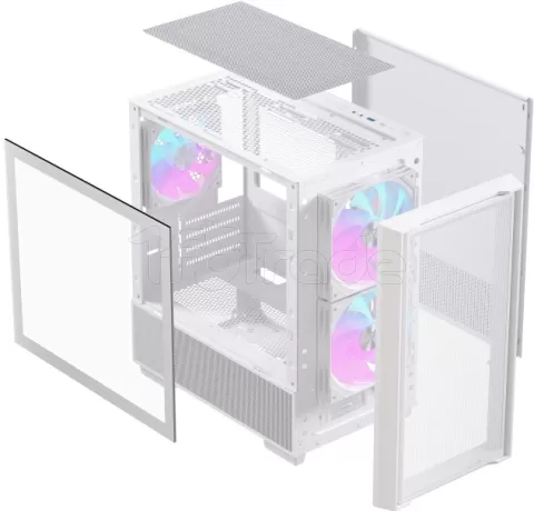 Photo de Boitier Micro ATX Einarex PM150 RGB avec panneau vitré (Blanc)