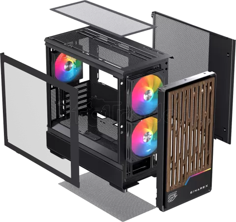 Photo de Boitier Micro ATX Einarex PM400 RGB avec panneau vitré (Noir)