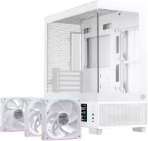 Photo de Boitier Micro ATX Einarex SM501D RGB avec panneaux vitrés (Blanc)