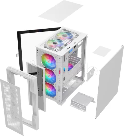 Photo de Boitier Mini Tour Micro ATX 1stPlayer T3 RGB avec panneau vitré (Blanc)