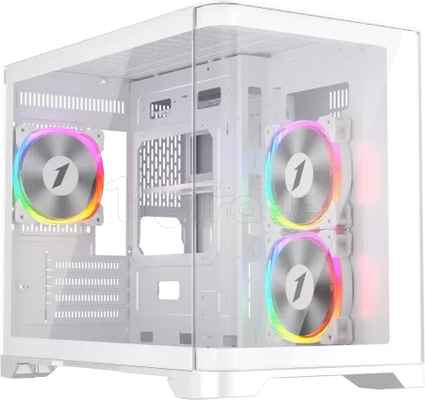 Photo de Boitier Mini Tour Micro ATX 1stPlayer UView 6 RGB avec panneaux vitrés (Blanc)