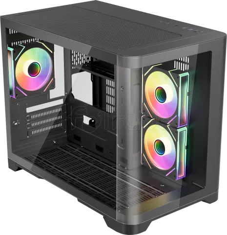 Photo de Boitier Mini Tour Micro ATX 1stPlayer UView 6 RGB avec panneaux vitrés (Noir)