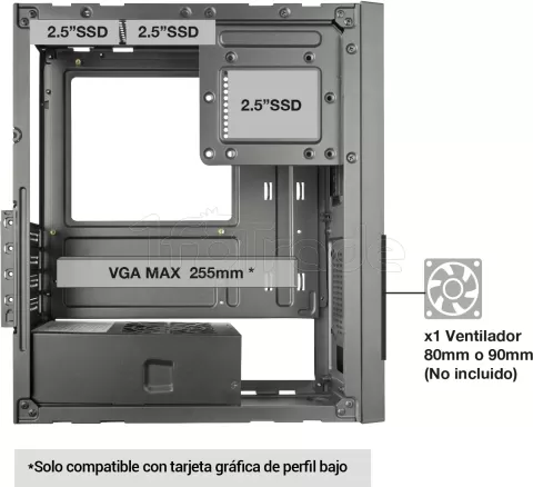 Photo de Boitier Mini Tour Micro ATX Anima ACSlim 500 (Noir) avec alimentation 500W