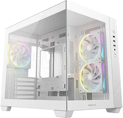 Photo de Boitier Mini Tour Micro ATX DeepCool CG330 3F aRGB avec panneaux vitrés (Blanc)