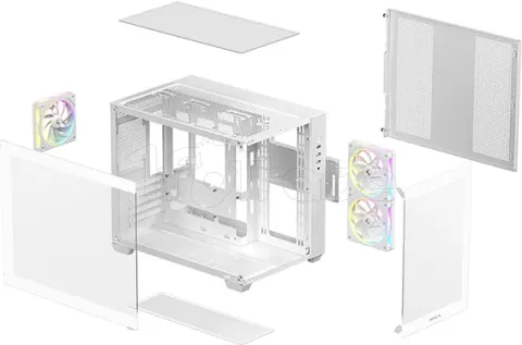 Photo de Boitier Mini Tour Micro ATX DeepCool CG330 3F aRGB avec panneaux vitrés (Blanc)