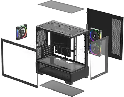 Photo de Boitier Mini Tour Micro ATX DeepCool CG380 3F avec panneaux vitrés (Noir)