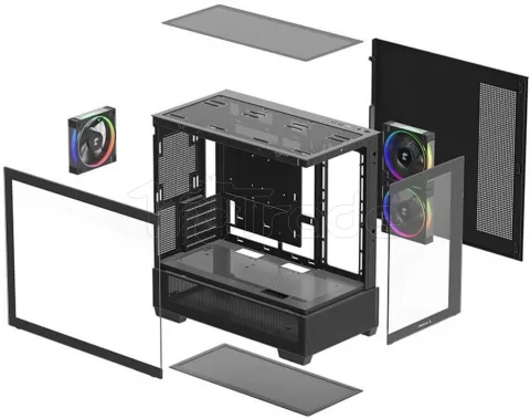 Photo de Boitier Mini Tour Micro ATX DeepCool CG380 3F RGB avec panneaux vitrés (Noir)