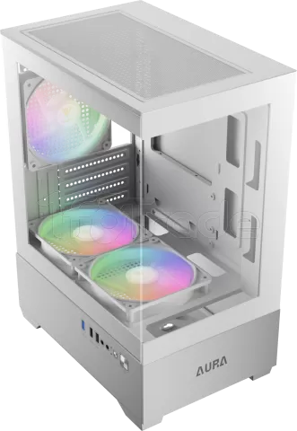 Photo de Boitier Mini Tour Micro ATX Gamdias Aura GC9M RGB avec panneaux vitrés (Blanc)