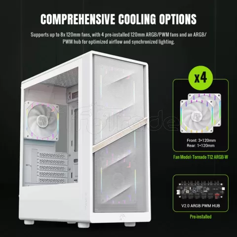 Photo de Boitier Mini Tour Micro ATX Gamemax Aeris 330 ARGB avec panneau vitré (Blanc