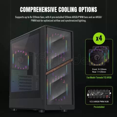 Photo de Boitier Mini Tour Micro ATX Gamemax Aeris 330 ARGB avec panneau vitré (Noir)