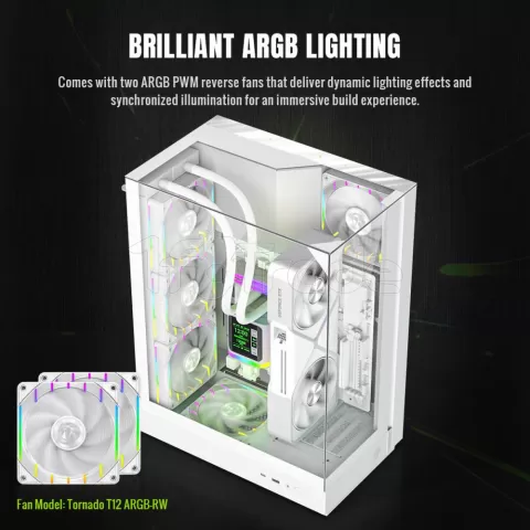 Photo de Boitier Mini Tour Micro ATX Gamemax T20 ARGB  avec panneaux vitrés (Blanc)