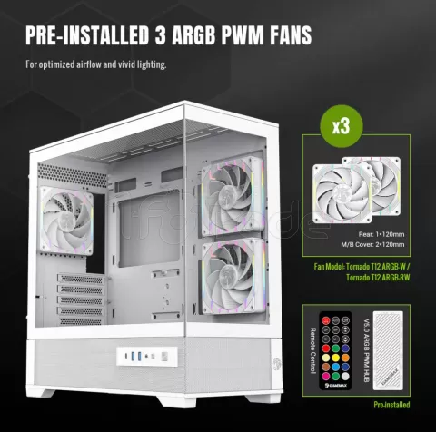 Photo de Boitier Mini Tour Micro ATX Gamemax Vista 2 RGB  avec panneaux vitrés (Blanc)