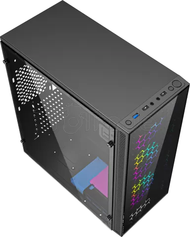 Photo de Boitier Mini Tour Micro ATX Gembird Fornac 200 RGB avec panneaux vitrés (Noir)