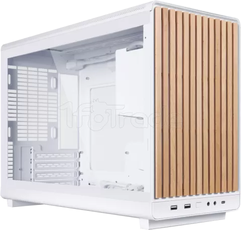 Photo de Boitier Mini Tour Micro ATX Lian-Li A3X-mATX avec panneau vitré (Blanc/Marron)