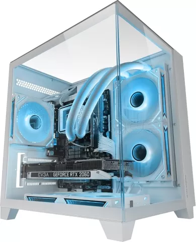 Photo de Boitier Mini Tour Micro ATX Mars Gaming MC-3CM avec panneaux vitrés (Blanc)