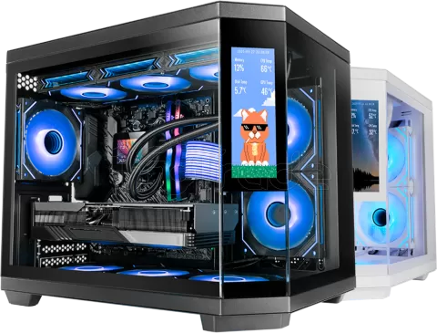 Photo de Boitier Mini Tour Micro ATX Mars Gaming MC-3T Core LCD M avec panneaux vitrés (Noir)