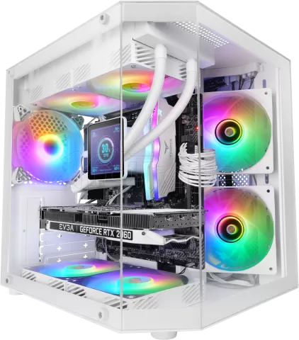 Photo de Boitier Mini Tour Micro ATX Mars Gaming MC-3T Lite RGB avec panneaux vitrés (Blanc)