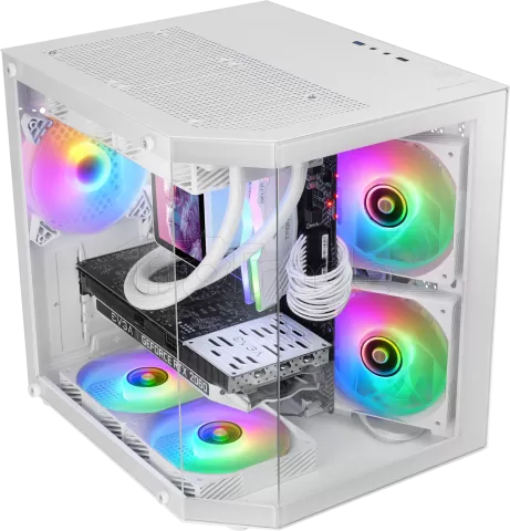 Photo de Boitier Mini Tour Micro ATX Mars Gaming MC-3T Lite RGB avec panneaux vitrés (Blanc)