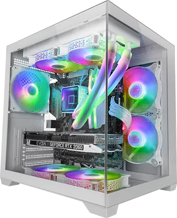 Photo de Boitier Mini Tour Micro ATX Mars Gaming MC-View2 avec panneaux vitrés (Blanc)