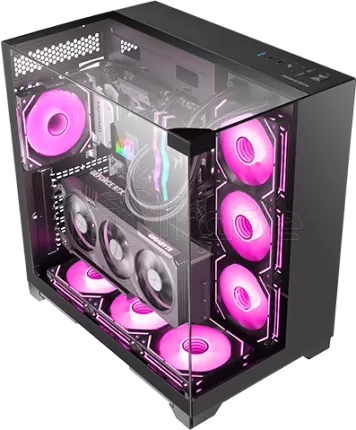 Photo de Boitier Mini Tour Micro ATX Mars Gaming MCVISIONM avec panneaux vitrés (Noir)