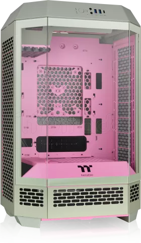 Photo de Boitier Mini Tour Micro ATX Thermaltake The Tower 300 avec panneaux vitrés (Vert/Rose)