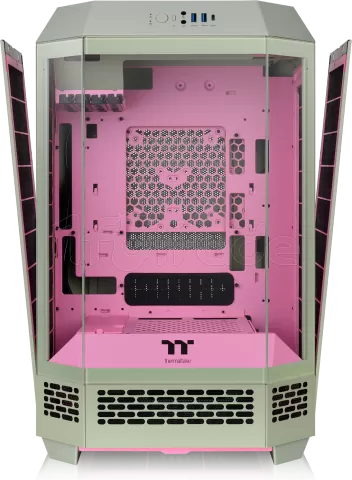Photo de Boitier Mini Tour Micro ATX Thermaltake The Tower 300 avec panneaux vitrés (Vert/Rose)