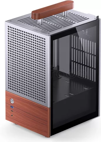 Photo de Boitier Mini Tour Mini ITX Jonsbo T6 avec panneau vitré (Argent/Bois)