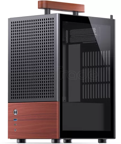 Photo de Boitier Mini Tour Mini ITX Jonsbo T6 avec panneau vitré (Noir/Bois)