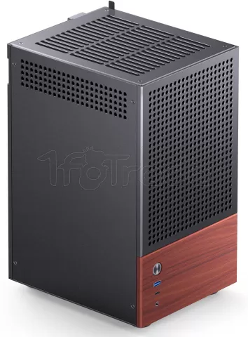 Photo de Boitier Mini Tour Mini ITX Jonsbo T6 avec panneau vitré (Noir/Bois)