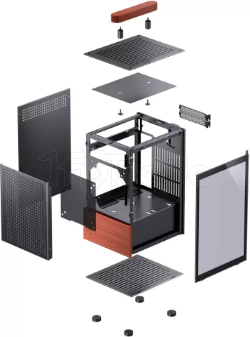Photo de Boitier Mini Tour Mini ITX Jonsbo T6 avec panneau vitré (Noir/Bois)