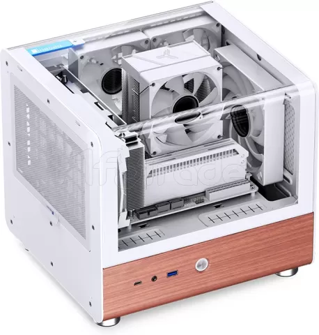 Photo de Boitier Mini Tour Mini ITX Jonsbo TK-0 avec panneaux vitrés (Blanc/Marron)