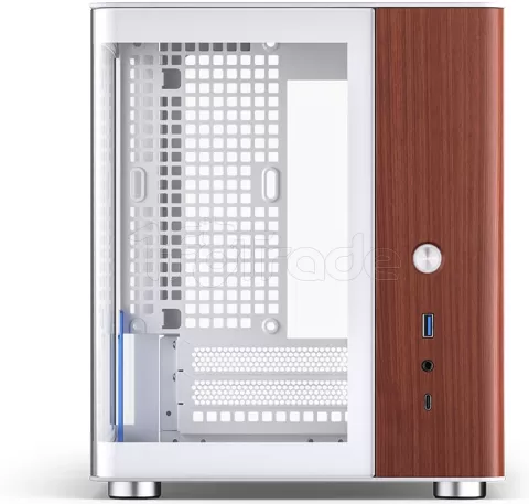 Photo de Boitier Mini Tour Mini ITX Jonsbo TK-0 avec panneaux vitrés (Blanc/Marron)