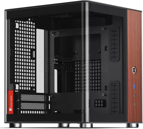 Photo de Boitier Mini Tour Mini ITX Jonsbo TK-0 avec panneaux vitrés (Noir/Bois)