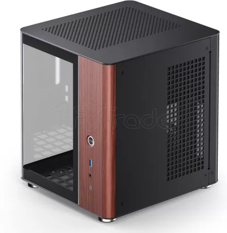 Photo de Boitier Mini Tour Mini ITX Jonsbo TK-0 avec panneaux vitrés (Noir/Bois)