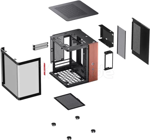 Photo de Boitier Mini Tour Mini ITX Jonsbo TK-0 avec panneaux vitrés (Noir/Bois)