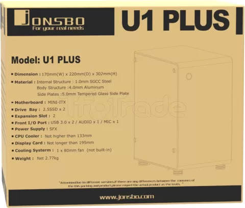 Photo de Boitier Mini Tour Mini-ITX Jonsbo U1 Plus avec panneau vitré (Argent)