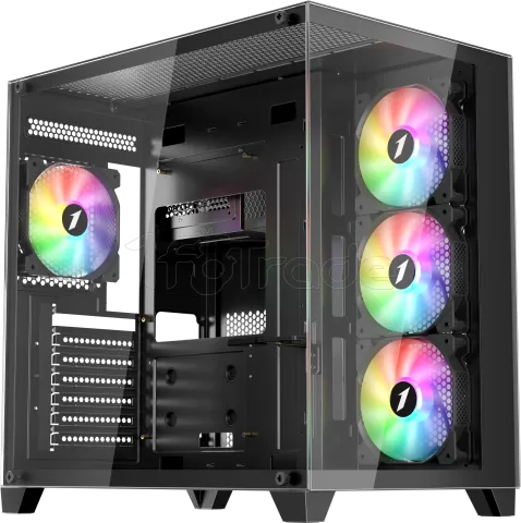 Photo de Boitier Moyen Tour ATX 1stPlayer MV8-TP RGB avec panneaux vitrés (Noir)