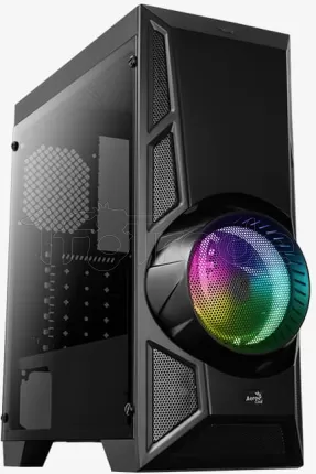 Photo de Boitier Moyen Tour ATX AeroCool AeroEngine Tempered Glass RGB avec panneau vitré (Noir)