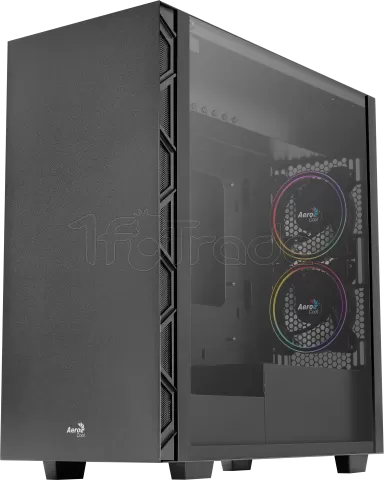 Photo de Boitier Moyen Tour ATX AeroCool Flo Saturn v1 RGB avec panneau vitré (Noir)