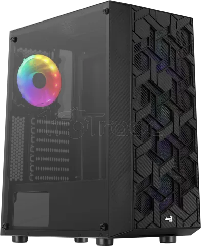 Photo de Boitier Moyen Tour ATX AeroCool Hive v2 RGB avec panneau vitré (Noir)