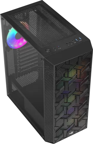 Photo de Boitier Moyen Tour ATX AeroCool Hive v2 RGB avec panneau vitré (Noir)