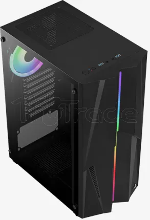 Photo de Boitier Moyen Tour ATX AeroCool Mecha ARGB avec panneau vitré (Noir)