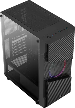 Photo de Boitier Moyen Tour ATX AeroCool Menace Saturn F RGB avec panneau vitré (Noir)